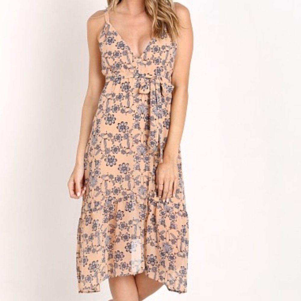 Floral Print Strappy Midi Dress by For Love and Lemons